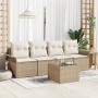 Conjunto de sofá de jardín 5 pcs Beige Poliratán