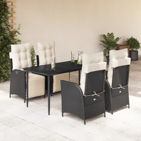 Gartenmöbel-Set, 5-teilig, mit schwarzen Polstern aus synthetischem Rattan von , Gartensets - Ref: Foro24-3213381, Preis: 597...