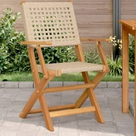 Garden chairs 2 units solid acacia wood PE beige rattan by , Garden chairs - Ref: Foro24-367665, Price: 132,66 €, Discount: %