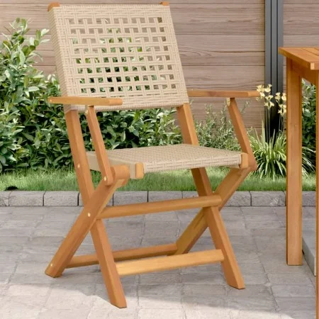Gartenstühle 2 Stück Massivholz Akazie Rattan PE Beige von , Gartenstühle - Ref: Foro24-367665, Preis: 132,66 €, Rabatt: %