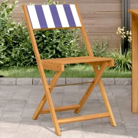 Sillas de bistró 2 uds madera maciza acacia y tela azul blanco de , Sillas de jardín - Ref: Foro24-367686, Precio: 84,16 €, D...