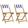 Bistro chairs 2 units solid acacia wood and blue white fabric by , Garden chairs - Ref: Foro24-367686, Price: 84,16 €, Discou...