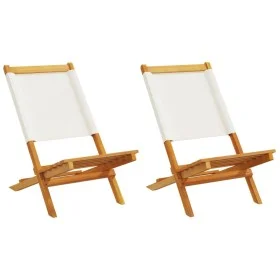 Garden chairs 2 units solid acacia wood and cream white fabric by , Garden chairs - Ref: Foro24-367690, Price: 110,34 €, Disc...