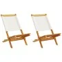 Sillas de jardín 2 uds madera maciza acacia y tela crema blanco de , Sillas de jardín - Ref: Foro24-367690, Precio: 110,32 €,...