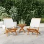 Sillas de jardín 2 uds madera maciza acacia y tela crema blanco de , Sillas de jardín - Ref: Foro24-367690, Precio: 110,32 €,...