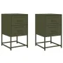 Bedside tables 2 units olive green steel 36x39x60.5 cm by , Nightstands - Ref: Foro24-846467, Price: 93,40 €, Discount: %