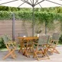 Folding garden chairs 6 pcs solid wood and gray PE rattan by , Garden chairs - Ref: Foro24-3214559, Price: 256,67 €, Discount: %