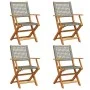 Folding garden chairs 6 pcs solid wood and gray PE rattan by , Garden chairs - Ref: Foro24-3214559, Price: 256,67 €, Discount: %