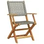Folding garden chairs 6 pcs solid wood and gray PE rattan by , Garden chairs - Ref: Foro24-3214559, Price: 256,67 €, Discount: %