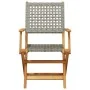 Folding garden chairs 6 pcs solid wood and gray PE rattan by , Garden chairs - Ref: Foro24-3214559, Price: 256,67 €, Discount: %