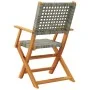 Folding garden chairs 6 pcs solid wood and gray PE rattan by , Garden chairs - Ref: Foro24-3214559, Price: 256,67 €, Discount: %