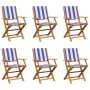 Sillas jardín plegables 6 uds madera maciza tela azul blanco de , Sillas de jardín - Ref: Foro24-3214590, Precio: 295,43 €, D...