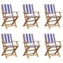 Sillas jardín plegables 6 uds madera maciza tela azul blanco de , Sillas de jardín - Ref: Foro24-3214590, Precio: 301,27 €, D...