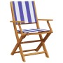 Sillas jardín plegables 6 uds madera maciza tela azul blanco de , Sillas de jardín - Ref: Foro24-3214590, Precio: 301,27 €, D...