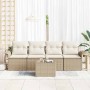Conjunto de sofá de jardín 5 pcs Beige Poliratán