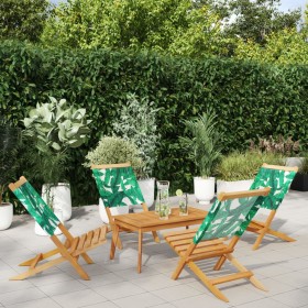 Sillas de jardín reclinables 4 uds madera maciza y tela verde de , Sillas de jardín - Ref: Foro24-3214649, Precio: 214,74 €, ...