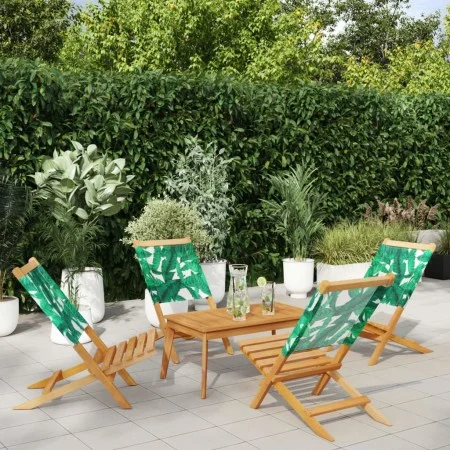 4 verstellbare Gartenstühle aus Massivholz und grünem Stoff von , Gartenstühle - Ref: Foro24-3214649, Preis: 210,77 €, Rabatt: %