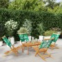 4 verstellbare Gartenstühle aus Massivholz und grünem Stoff von , Gartenstühle - Ref: Foro24-3214649, Preis: 214,74 €, Rabatt: %