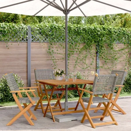 5-teiliges Gartensitzgruppen-Set aus PE-Rattan und massivem Holz in Grau. von , Gartensets - Ref: Foro24-3281827, Preis: 355,...