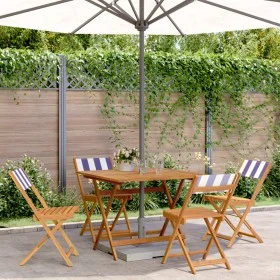 5-piece garden dining set, solid wood with blue and white fabric. by , Garden sets - Ref: Foro24-3281789, Price: 259,73 €, Di...