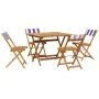 5-piece garden dining set, solid wood with blue and white fabric. by , Garden sets - Ref: Foro24-3281789, Price: 259,73 €, Di...
