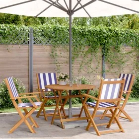 Gartensitzgruppe 5-teilig, Stoff Massivholz blau weiß von , Gartensets - Ref: Foro24-3281825, Preis: 293,15 €, Rabatt: %