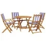 Gartensitzgruppe 5-teilig, Stoff Massivholz blau weiß von , Gartensets - Ref: Foro24-3281825, Preis: 306,18 €, Rabatt: %