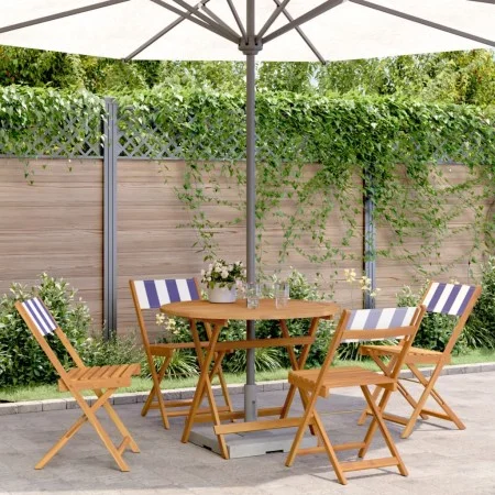 Set de comedor de jardín 5 pzas tela madera maciza azul blanco de , Conjuntos de jardín - Ref: Foro24-3281777, Precio: 255,44...
