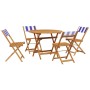 5-piece garden dining set, solid wood with blue and white fabric. by , Garden sets - Ref: Foro24-3281777, Price: 278,32 €, Di...