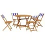 Set de comedor de jardín 5 pzas tela madera maciza azul blanco de , Conjuntos de jardín - Ref: Foro24-3281777, Precio: 255,44...