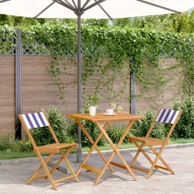 3-teiliges Bistro-Set aus Stoff und massivem Holz in Blau und Weiß. von , Gartensets - Ref: Foro24-3281873, Preis: 152,00 €, ...