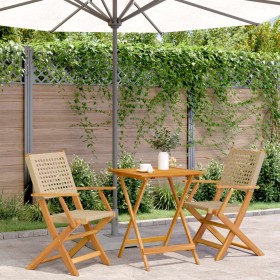 3-piece bistro set made of beige PE rattan and solid wood by , Garden sets - Ref: Foro24-3281804, Price: 188,69 €, Discount: %