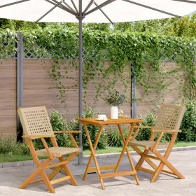 3-piece bistro set made of beige PE rattan and solid wood by , Garden sets - Ref: Foro24-3281804, Price: 183,82 €, Discount: %