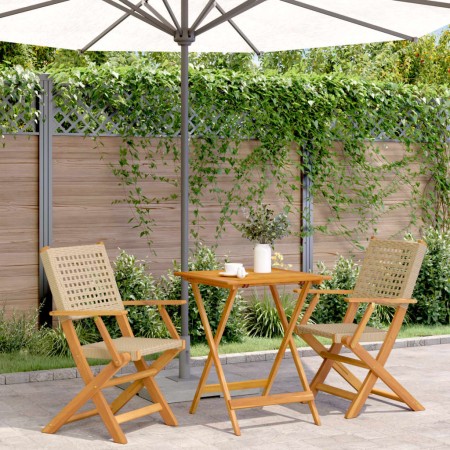 3-piece bistro set made of beige PE rattan and solid wood by , Garden sets - Ref: Foro24-3281804, Price: 188,69 €, Discount: %