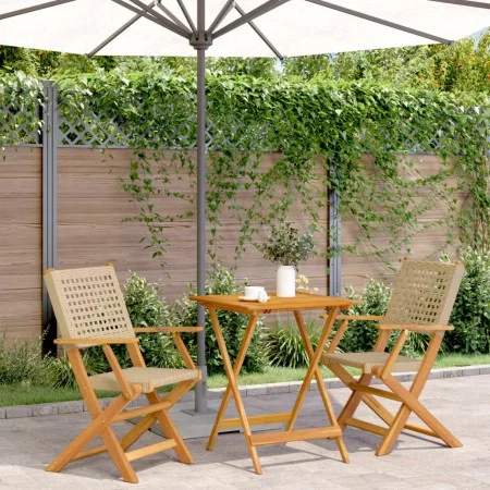 Juego de bistro de 3 piezas ratán PE y madera maciza beige de , Conjuntos de jardín - Ref: Foro24-3281804, Precio: 183,82 €, ...