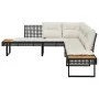 L-shaped garden sofa with black PE rattan and acacia cushions by , Outdoor sofas - Ref: Foro24-365634, Price: 346,00 €, Disco...