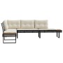 L-shaped garden sofa with black PE rattan and acacia cushions by , Outdoor sofas - Ref: Foro24-365634, Price: 263,36 €, Disco...