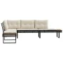 L-shaped garden sofa with black PE rattan and acacia cushions by , Outdoor sofas - Ref: Foro24-365634, Price: 346,00 €, Disco...