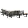 L-shaped garden sofa with black PE rattan and acacia cushions by , Outdoor sofas - Ref: Foro24-365634, Price: 346,00 €, Disco...