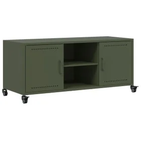 TV-Möbel aus kaltgewalztem Stahl in Olivgrün, 100,5x39x43,5 cm. von , TV-Möbel - Ref: Foro24-846666, Preis: 92,70 €, Rabatt: %