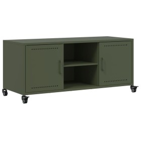 TV-Möbel aus kaltgewalztem Stahl in Olivgrün, 100,5x39x43,5 cm. von , TV-Möbel - Ref: Foro24-846666, Preis: 93,61 €, Rabatt: %
