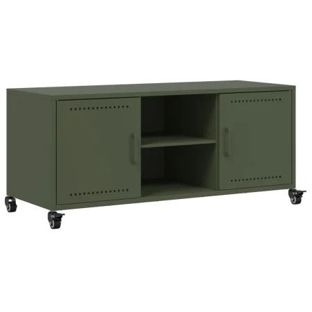 TV-Möbel aus kaltgewalztem Stahl in Olivgrün, 100,5x39x43,5 cm. von , TV-Möbel - Ref: Foro24-846666, Preis: 92,70 €, Rabatt: %