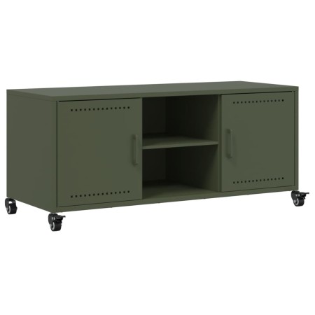 TV-Möbel aus kaltgewalztem Stahl in Olivgrün, 100,5x39x43,5 cm. von , TV-Möbel - Ref: Foro24-846666, Preis: 93,61 €, Rabatt: %