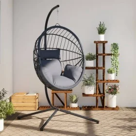 Hanging egg chair with rattan and light gray steel stand by , Garden rockers - Ref: Foro24-4007406, Price: 221,88 €, Discount: %