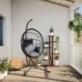 Hanging egg chair with rattan and light gray steel stand by , Garden rockers - Ref: Foro24-4007406, Price: 221,88 €, Discount: %