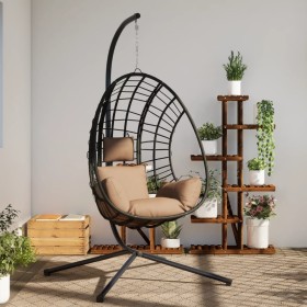 Hanging egg chair with taupe fabric and steel support by , Garden rockers - Ref: Foro24-4007410, Price: 290,64 €, Discount: %