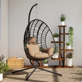Hanging egg chair with taupe fabric and steel support by , Garden rockers - Ref: Foro24-4007410, Price: 285,28 €, Discount: %