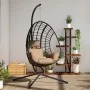 Hanging egg chair with taupe fabric and steel support by , Garden rockers - Ref: Foro24-4007410, Price: 285,28 €, Discount: %