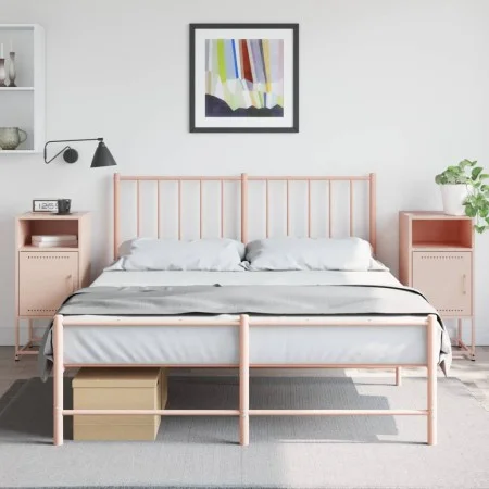 Bedside tables 2 units pink steel 36x39x78 cm by , Nightstands - Ref: Foro24-846569, Price: 84,06 €, Discount: %