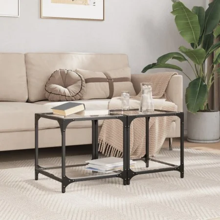 Coffee tables 2 units clear glass and steel 40x40x40 cm by , Coffee table - Ref: Foro24-845963, Price: 50,87 €, Discount: %